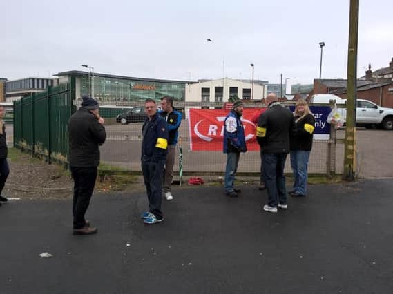 Members of the RMT on a picket line at Blackpool North
