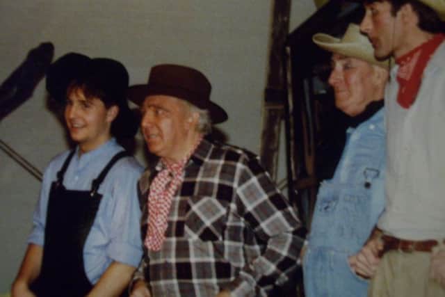 A young Alfie Boe (first left) in Thornton Clevleleys Operativ Societys 1990 production of Oklahoma!
