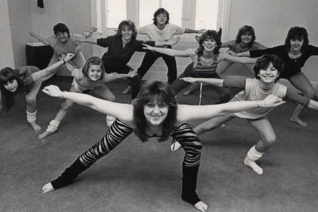 Sue Carter, fitness instructor, with other keep-fit fundraisers, in 1983