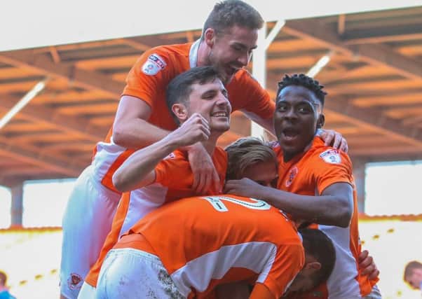 Blackpool celebrate Kyle Vassell's winner