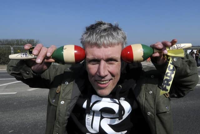 Bez from the Happy Mondays joins fracking protesters at the Preston New Road site