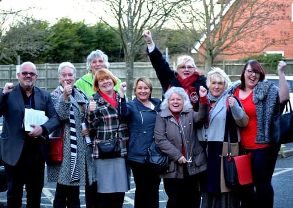 Fleetwood councillors and residents who opposed a block of flats on the former Fleetwood Pier site celebrate after the scheme was rejected in January