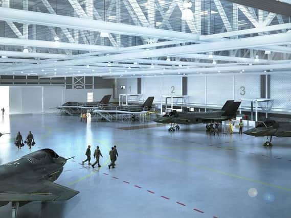 A computer graphics image of the RAF Marham F35 facility