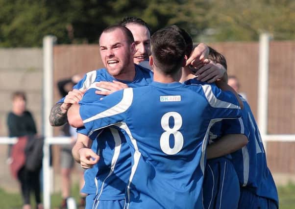 Gate celebrate their last-gasp equaliser  Picture: IAN DAVIES