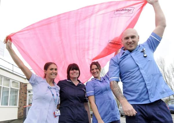 Nurses from Gastroenterology Ward 12 are doing a skydive to raise for their ward.  Pictured L-R are Jo Smith, Debbie Senior, Amanda Alonso and Simon Rodda.