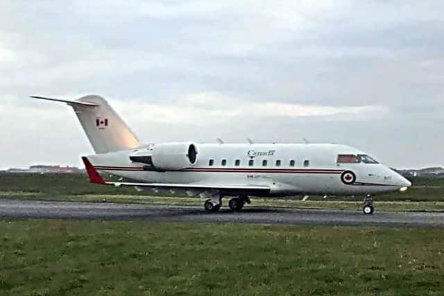 The Royal Canadian Air Force Challenger jet landed in Blackpool on Sunday
Image: Paul Webster