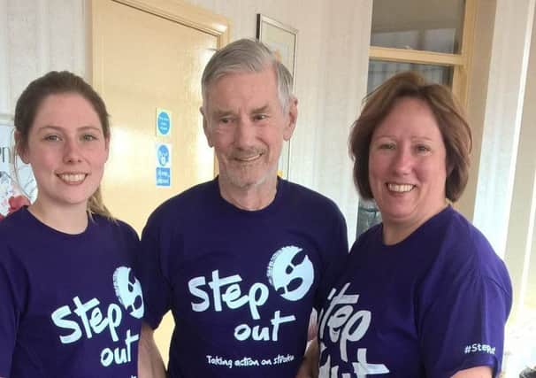 Tracy Coxey (right), with her father Derek Caddy and her daughter Jennifer, who will be taking part in the  Stroke Associations Step out for Stroke in Blackpool on Saturday 27 May