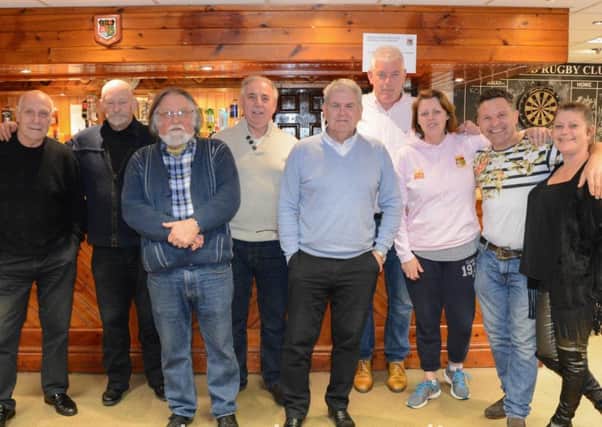 Clubs unite for Prince's Trust fund-raiser. From left Les Shaw, Frank Yeo, Mike Priest, Colin Goodwin (chair Fleetwood RUFC), Derek Foulkes (chair Fleetwood Cricket Club), David Cryer, Helen Swatton, Warren Plant and Emma Sullivan (Princes Trust)