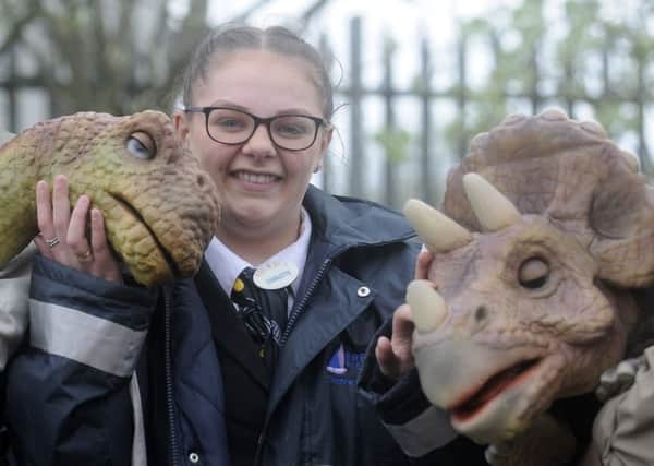 Dinosaur fun at Fleetwood Freeport.  Pictured is Charlotte Crane with baby dinosaurs.