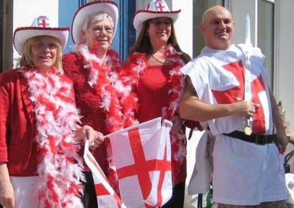 Supporters of Fleetwood's St George's Day celebration. From left, Karen Plummer, Lois Thompson, Nicola Thompson and organiser Gary Smith.