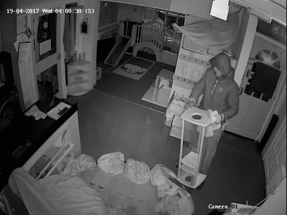 CCTV from inside the nursery showing the raider