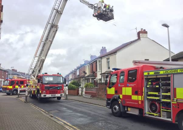 Victory Road was closed while firefighters tackled a chimney fire at a house in the street (Pic: Twitter/Blackpool Fire Station)