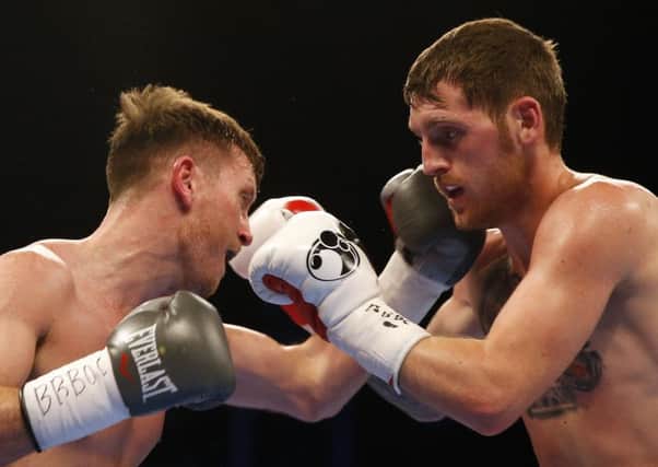 Scott Cardle on his way to a shock defeat against Robbie Barrett in Glasgow