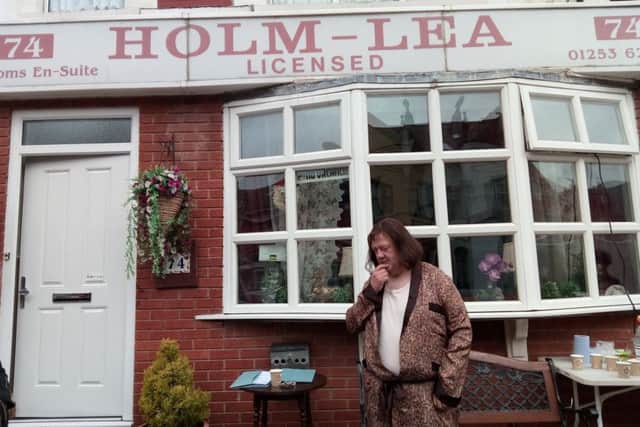 Johnny Vegas as hotelier Ray outside the Holm-Lea hotel on Palatine Road