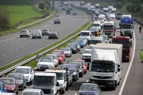 The scene on the westbound M55 after a five vehicle smash