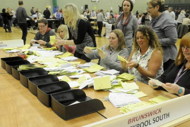 General election count at Blackpool Sports Centre in 2015