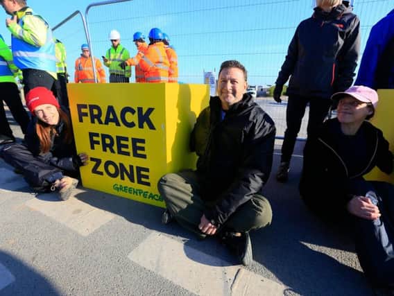 Greenpeace protesters at the Preston New Road fracking site