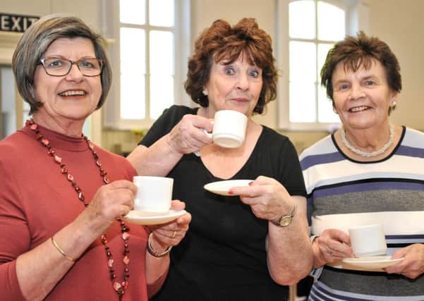 Julie Butler, Mim Ellis and Margaret Emsley

 enjoy a brew at Lytham Methodist Church