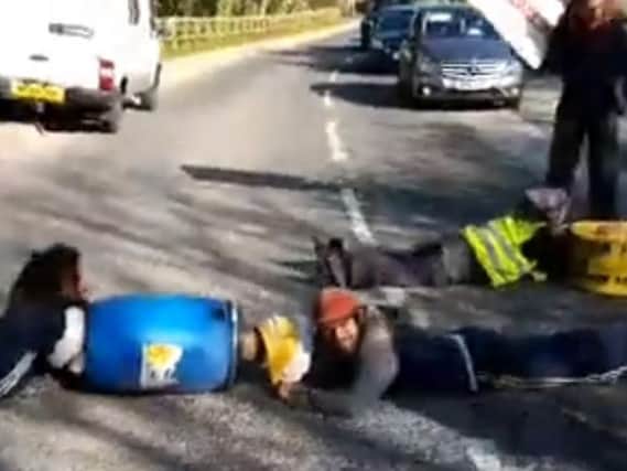 Video emerged online showing the protest in Bourne Road