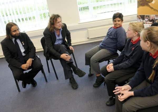 Pupils from St John's Primary interview Arif Rajpura and Secret Millionaire David Jamilly