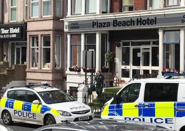 Police at the Plaza Beach Hotel on Albert Road. Picture by Christopher Bowen.