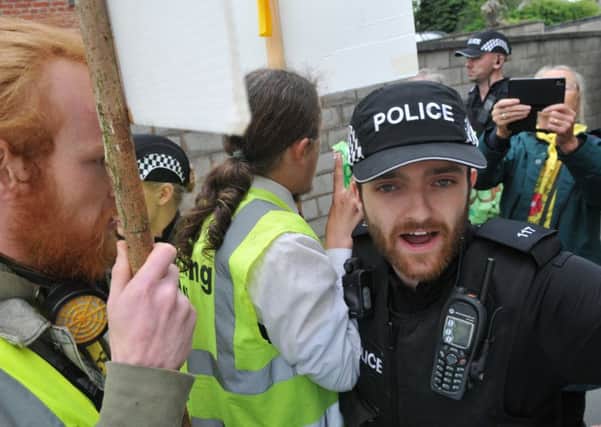 The Anti-Fracking campaign outside Kirkham Police Station