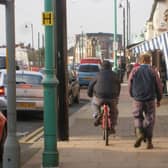 Cyclist on the pavement in Fleetwood