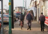 Cyclist on the pavement in Fleetwood