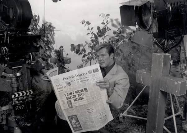 Roger Moore catches up with the news in The Gazette in July 1973