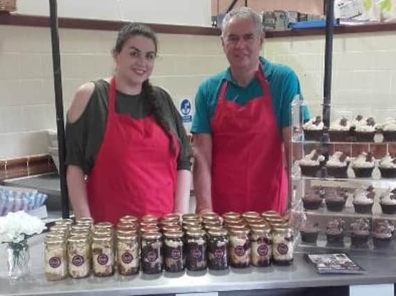 Charlotte Unsworth and dad Patrick Greaves at Fleetwood Market with their Little Joy Emporium business