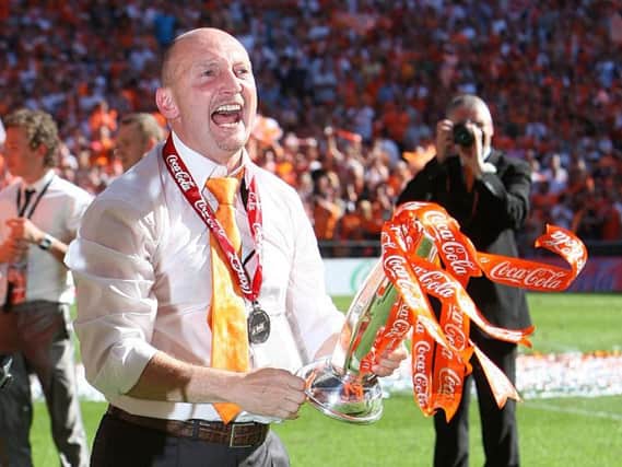 Ian Holloway celebrates Blackpool's play-off triumph in the Championship final in 2010
