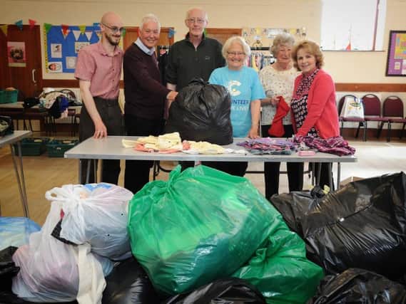 Volunteers sorted through 45 bags of donations