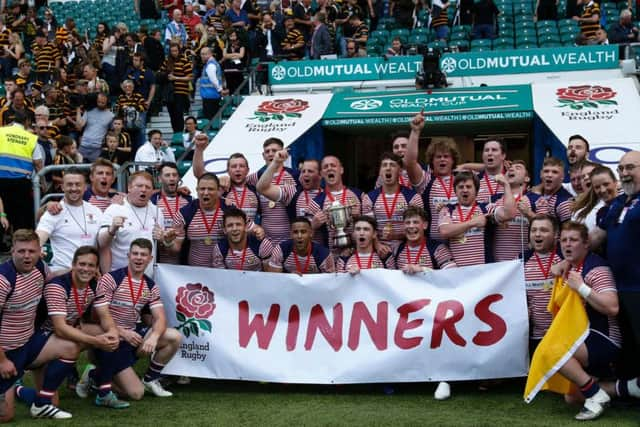 The Lancashire players celebrate