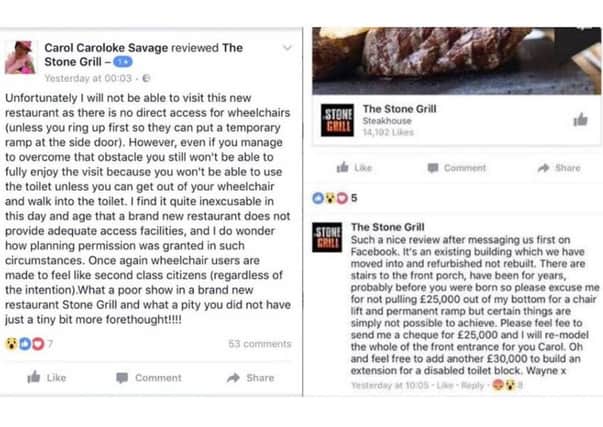 A restaurant boss' reply to a Facebook review has been shared widely on Facebook