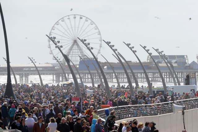 First day of the Blackpool Air Show. Crowds flock to the promenade.