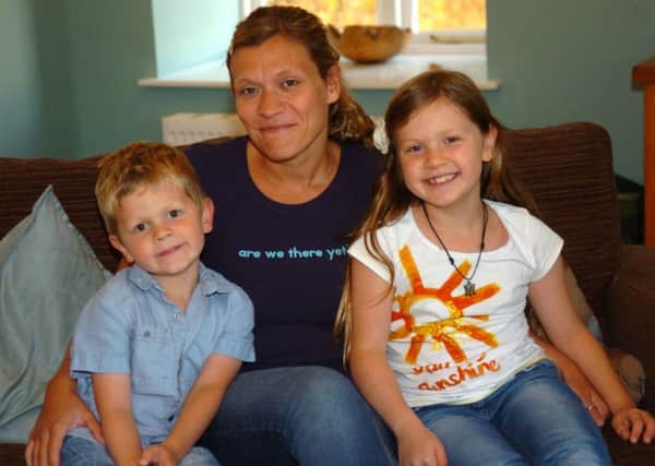 Jane Sherriff with children Megan and Rowan.