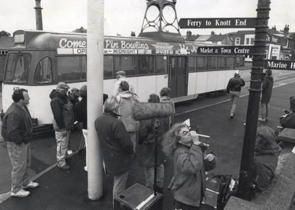 Film crew in Fleetwood in 1990 for Alan Bleasdale's six-part series, Great British Holidays - GBH