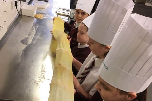 Year 5 pupils from Charles Saer get involved in the Young Chef competition.