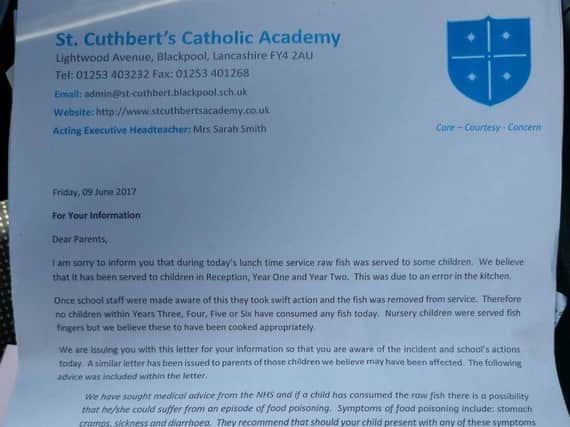 Parents were sent this letter on Friday
