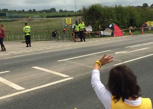 Protesters at the Preston New Road fracking field have set up tents in the hedgerow next to the entrance to the site which has now got conductor rigs on site to drill the intialial holes and install the conductor which is the first layers of casing for the well.