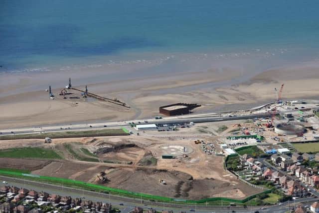 An aerial view of the United Utilities site at Anchorsholme Park