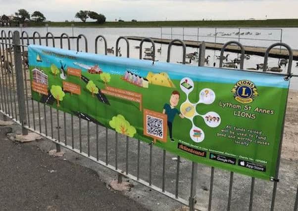 Banner promoting Lytham St Annes Lions' new treasure hunt at Fairhaven Lake