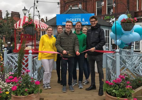 Hub assistants Gemma Westgate, Ellie Wylie and Eadie Sowden at the opening with designer Greg Anderton of Leafy Lytham, hub manager Paul Heywood and Joe Robinson of promoters Cuffe and Taylor