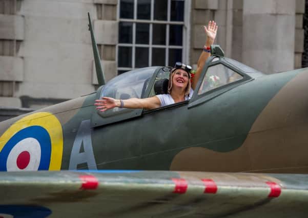Date: 24th June 2017.
Picture James Hardisty.
Armed Forces Day Leeds, Pictured Sue Wilson, of Farsley, Leeds, in the cockpit of a replica WWII Spitefire.