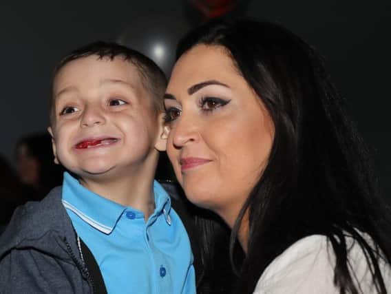 Terminally ill football mascot Bradley Lowery with his mother Gemma