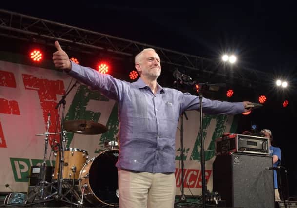 Labour leader Jeremy Corbyn addresses the crowd from the stage at LeftField at Glastonbury Festival, at Worthy Farm in Somerset. PRESS ASSOCIATION Photo. Picture date: Saturday June 24, 2017. See PA story POLITICS Corbyn. Photo credit should read: Ben Birchall/PA Wire