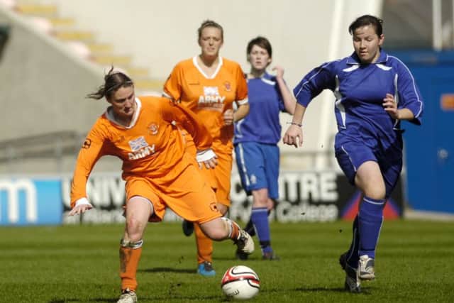 Blackpool Ladies v Carlisle.  Mac Barlow on the ball.