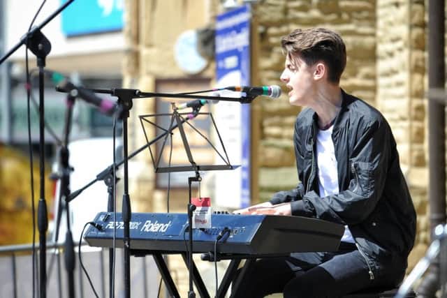 Teenager Harvey Brittain  was among the performers at the Blackpool Jazz And Blues Festival