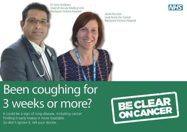 A new poster urging people to be aware of the 'red flag' symptoms of cancer