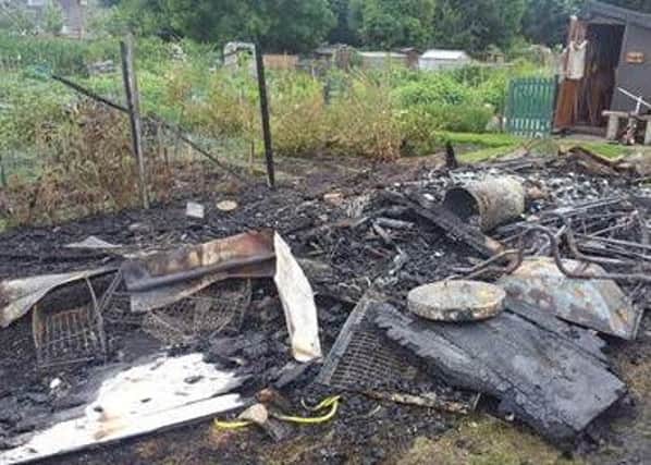 Fire damage to allotment sheds at Kirkham